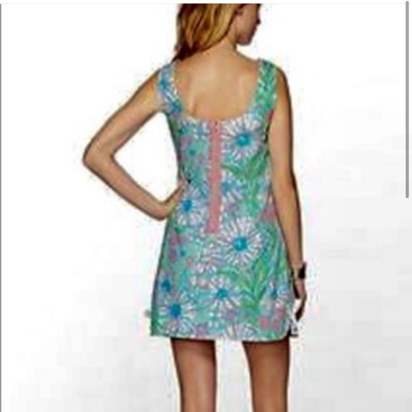 RARE- EUC Lilly Pulitzer Delia Shift Mini Dress in Splish Splash Sand Blu, 8 - Picture 3 of 10